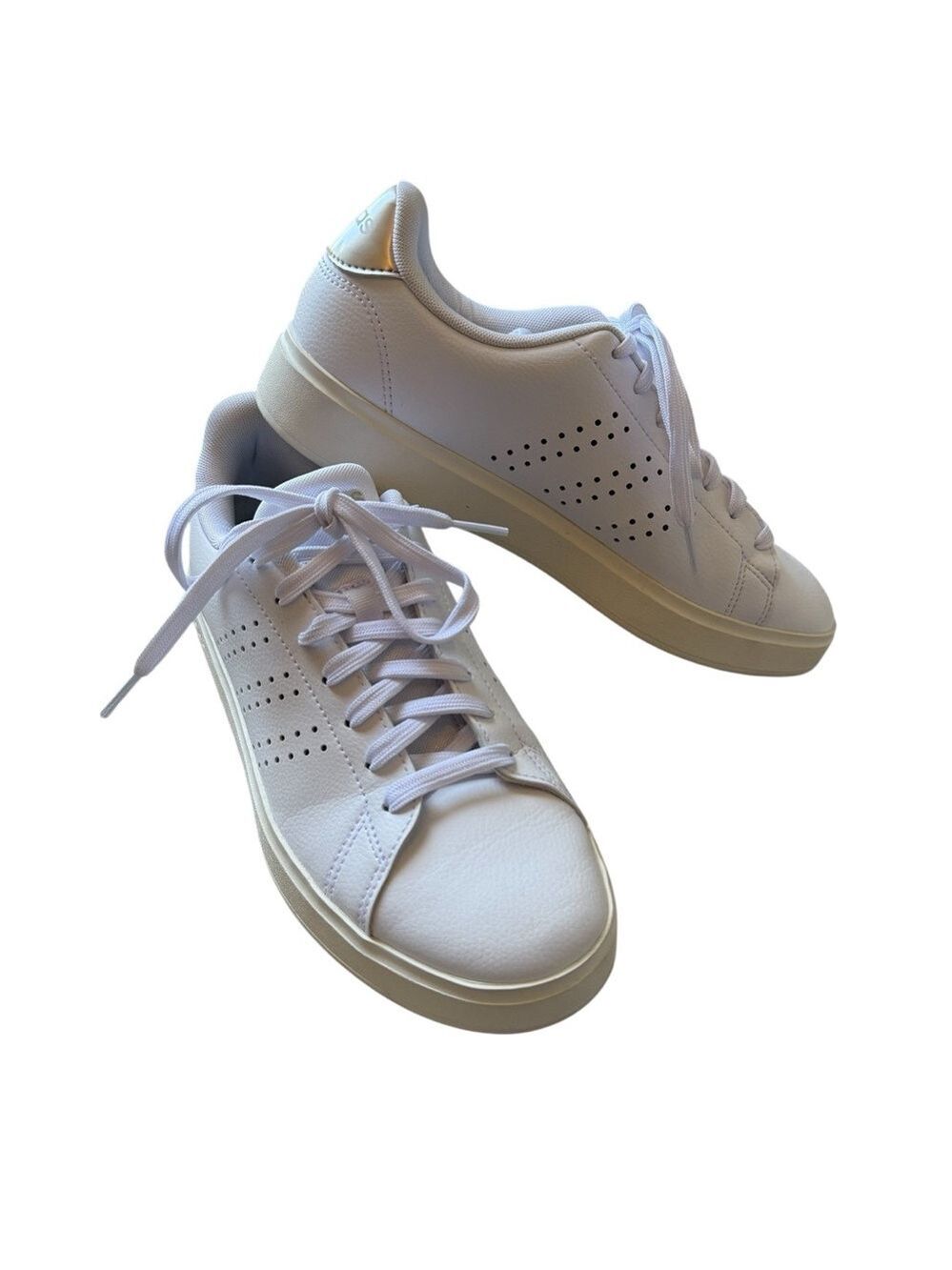 Adidas Men’s Advantage 2.0 Cloudfoam White Gold Lace Up Running Sneakers Size 8
